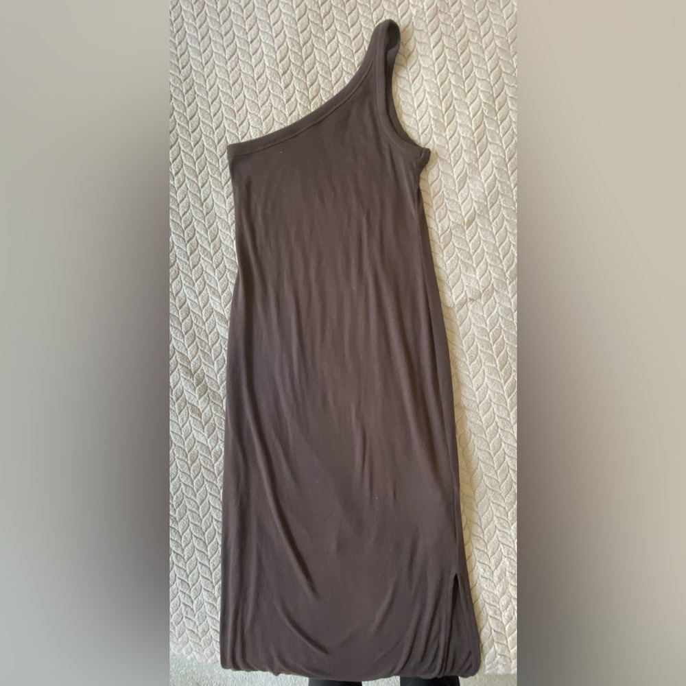 Old Navy One-Shoulder Ribbed Brown Dress